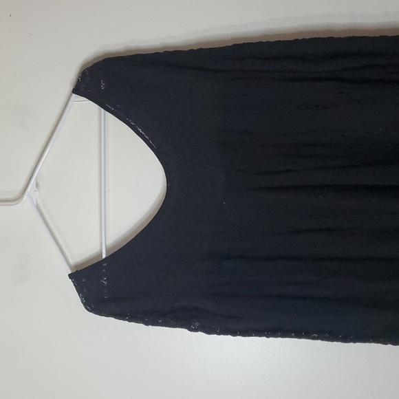 Free People Black Lace Sheer Crochet Top Scoop Neck High-low Size Medium - Picture 9 of 12